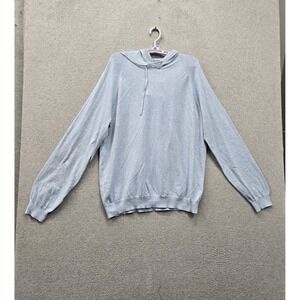 14th & Union Women Sweater XL Blue Lightweight Hooded Drawstring Pullover NWT